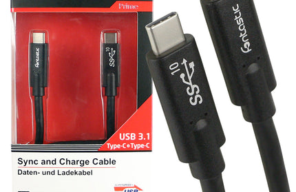 Datenkabel Type-C > Type-C USB 3.1 Gen 2 10GBit/s 5A 100W, E-Marker IC, 4k kompatibel, 1m, schwarz