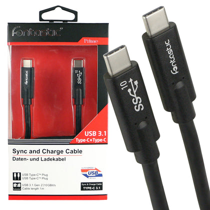 Datenkabel Type-C > Type-C USB 3.1 Gen 2 10GBit/s 5A 100W, E-Marker IC, 4k kompatibel, 1m, schwarz