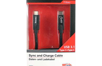 Datenkabel Type-C > Type-C USB 3.1 Gen 2 10GBit/s 5A 100W, E-Marker IC, 4k kompatibel, 1m, schwarz