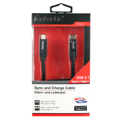 Datenkabel Type-C > Type-C USB 3.1 Gen 2 10GBit/s 5A 100W, E-Marker IC, 4k kompatibel, 1m, schwarz