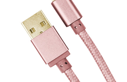 Datenkabel Elox MicroUSB 1m Rosegold Stecker Alu-Gehäuse Kabel Nylon-Ummantelung