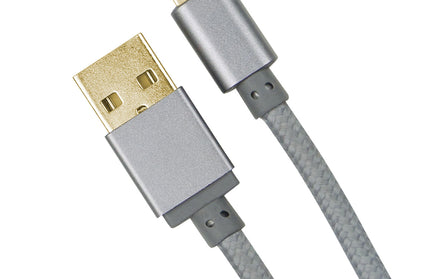 Datenkabel Elox MicroUSB 1m Space Grau Stecker Alu-Gehäuse Kabel Nylon-Ummantelung