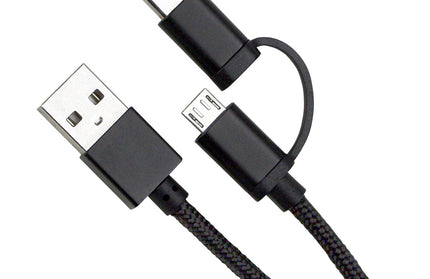 Datenkabel Duo Micro USB/Type-C 1.25m Nylon sw 