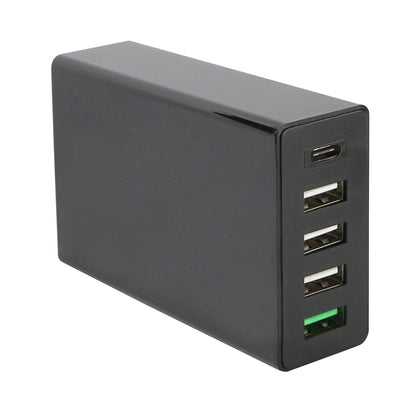 Netzteil Tano 4x USB + 1x Type-C 45W schwarz mit integriertem Smart IC + Fast Charge 3