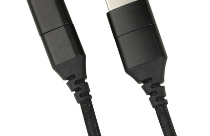 Datenkabel Quattro Type-C - Type C 1.2m + Adapt sw Stecker Alu-Gehäuse, Kabel Nylon-Ummantelung, 4in1