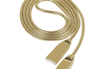 Datenkabel Shine MicroUSB 1.2m Cha.-Gold Stecker Alu-Gehäuse Kabel Metall Ummantelung