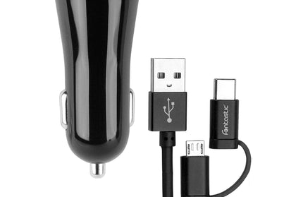 Essential Kfz-Ladeadapter Speed Fast3.0 USB 18W sw inklusive Micro-USB/Type-C Datenkabel 1.2m