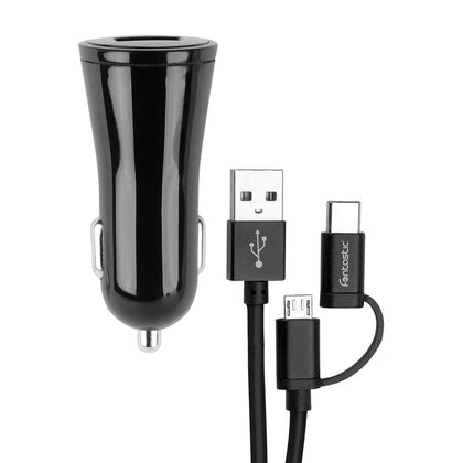 Essential Kfz-Ladeadapter Speed Fast3.0 USB 18W sw inklusive Micro-USB/Type-C Datenkabel 1.2m