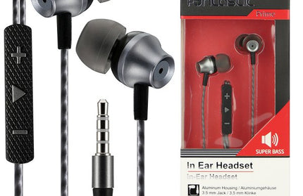 In-Ear Stereo-Headset V465 3.5mm sw/anthrazit 3-Tasten-Fernbedienung, Mic, 3-Paar Ohrpasstücke