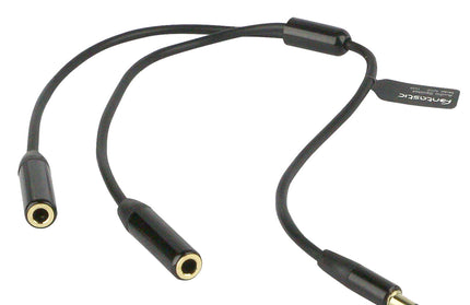 Adapter - Stereo Audiokabel Splitter 2-Fach 25cm Alu-Gehäuse, Vergoldete Anschlüsse