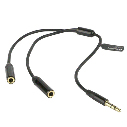 Adapter - Stereo Audiokabel Splitter 2-Fach 25cm Alu-Gehäuse, Vergoldete Anschlüsse