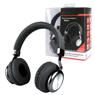 Drahtloser On-Ear Kopfhörer BaXx Schwarz/Silber BT + Line-In, Bass+, Mikrofone, Volume-Control