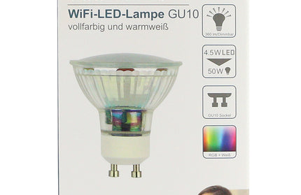 WLAN-LED-Lampe 5W GU10, Dimmbar Farbe+Warmweiß komp. zu Android,iOS,Alexa,Google Assistant