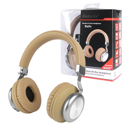 Drahtloser On-Ear Kopfhörer BaXx Beige/Silber BT + Line-In, Bass+, MIkrofone, Volume Control