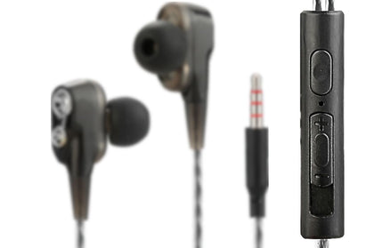 In-Ear Headset Duett, 2 hochauflösende Treiber sw 3-Tasten-Fernbedienung, Mic, 3-Paar Ohrpasstücke