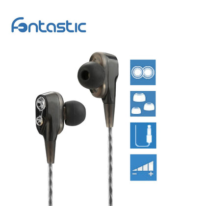 In-Ear Headset Duett, 2 hochauflösende Treiber sw 3-Tasten-Fernbedienung, Mic, 3-Paar Ohrpasstücke