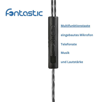 In-Ear Headset Duett, 2 hochauflösende Treiber sw 3-Tasten-Fernbedienung, Mic, 3-Paar Ohrpasstücke