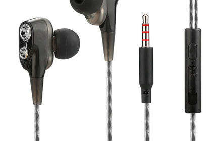 In-Ear Headset Duett, 2 hochauflösende Treiber sw 3-Tasten-Fernbedienung, Mic, 3-Paar Ohrpasstücke