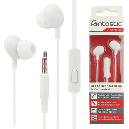 Essential In-Ear Stereo-Headset Beans Rufannahme-Taste, Mikrofon, Soft White