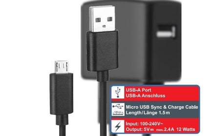 Essential Netzteil USB 2.4A schwarz inklusive MicroUSB Datenkabel 150cm