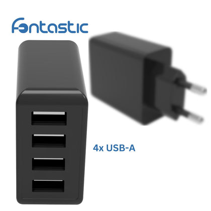 Netzteil Quad Plus 4x USB-A 4.8A / 24Watt schwarz mit integriertem Smart IC