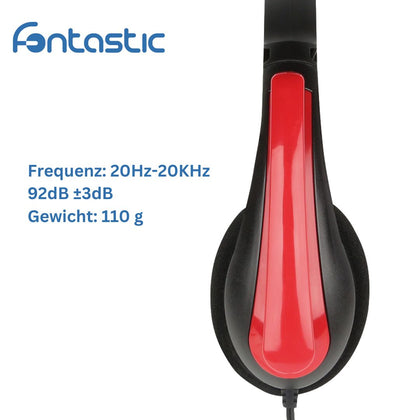 Gaming Headset ToXx PRO, 2M Kabel, schwarz / rot Mikrofon, Lautstärkeregler, AUX Y-Splitter für PC