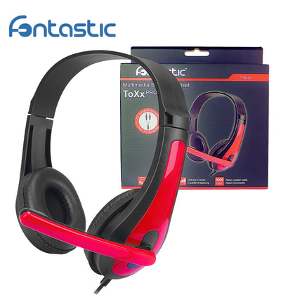 Gaming Headset ToXx PRO, 2M Kabel, schwarz / rot Mikrofon, Lautstärkeregler, AUX Y-Splitter für PC