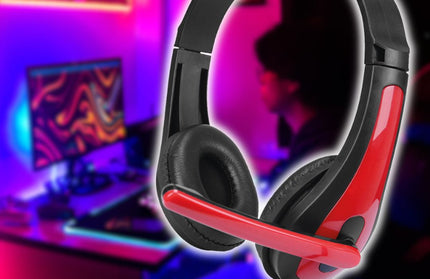 Gaming Headset ToXx PRO, 2M Kabel, schwarz / rot Mikrofon, Lautstärkeregler, AUX Y-Splitter für PC