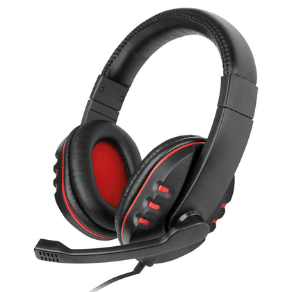 Gaming Headset NoXx, 2M Kabel, schwarz / rot Mikrofon, Lautstärkeregler, AUX Y-Splitter für PC