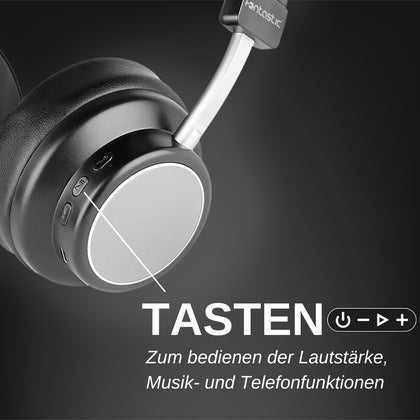 Drahtloser On-Ear Kopfhörer Xtaz Schwarz/Grau BT + Line-In, Bass+, Mikrofone, Volume-Control