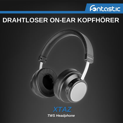 Drahtloser On-Ear Kopfhörer Xtaz Schwarz/Grau BT + Line-In, Bass+, Mikrofone, Volume-Control