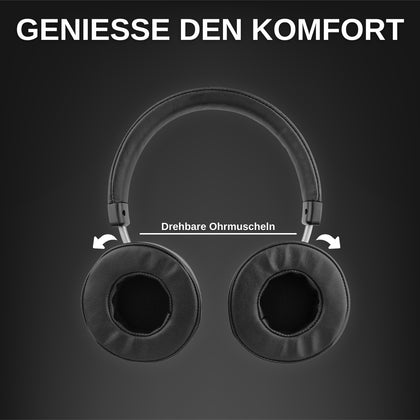 Drahtloser On-Ear Kopfhörer Xtaz Schwarz/Grau BT + Line-In, Bass+, Mikrofone, Volume-Control