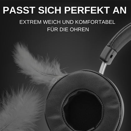 Drahtloser On-Ear Kopfhörer Xtaz Schwarz/Grau BT + Line-In, Bass+, Mikrofone, Volume-Control