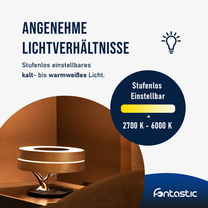 Fontastic Exclusive Multi-Funktions Lampe Icona TWS Lautsprecher, 2x5W, Induktive Ladestation, Uhr