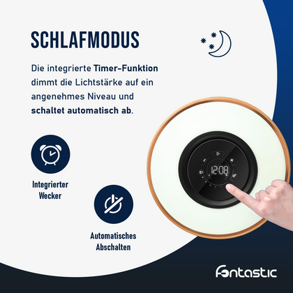Fontastic Exclusive Multi-Funktions Lampe Icona TWS Lautsprecher, 2x5W, Induktive Ladestation, Uhr