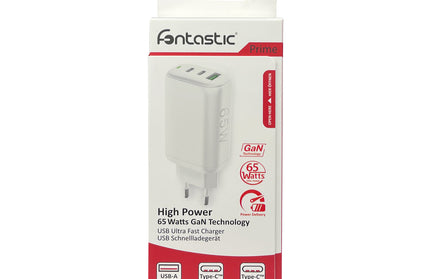 Netzteil GaNto 2 x Type-C PD + USB-A FC3 GaN 65W Power Delivery, Fast Charge 3, max.3.25A, Trio ws