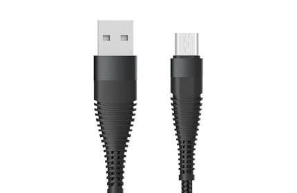 Datenkabel Elox USB-A>Micro-USB 0,5m schwarz Stecker Alu-Gehäuse, Kabel Nylon-Ummantelung