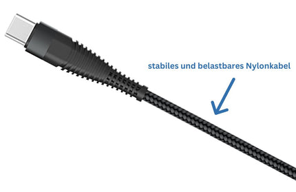 Datenkabel Elox USB-A>Micro-USB 0,5m schwarz Stecker Alu-Gehäuse, Kabel Nylon-Ummantelung