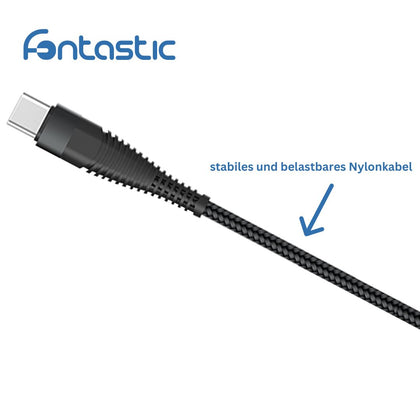 Datenkabel Elox USB-A>Micro-USB 0,5m schwarz Stecker Alu-Gehäuse, Kabel Nylon-Ummantelung