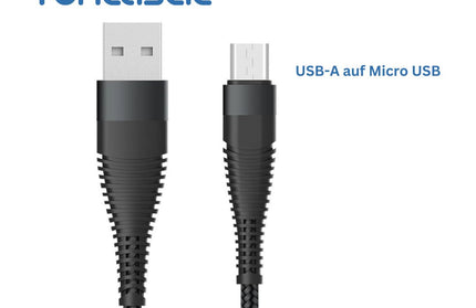 Datenkabel Elox USB-A>Micro-USB 2,5m schwarz Stecker Alu-Gehäuse, Kabel Nylon-Ummantelung