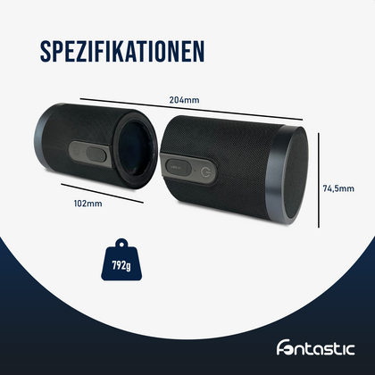 Fontastic Exclusive 2in1 TWS Speaker Pisa, black 360° Sound, Split Design, Long Battery Life, IPX6