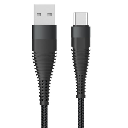 Datenkabel Elox USB-A>USB Typ-C 0,5m schwarz Stecker Alu-Gehäuse, Kabel Nylon-Ummantelung