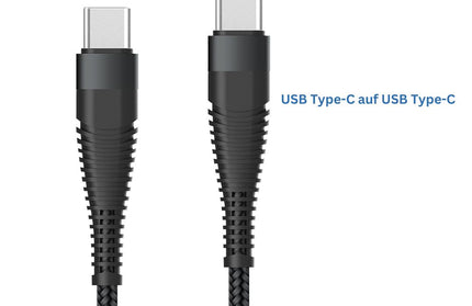 Datenkabel Elox USB Typ-C>USB Typ-C 0,5m schwarz Stecker Alu-Gehäuse, Kabel Nylon-Ummantelung