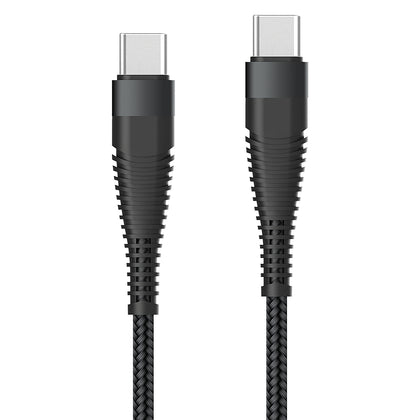 Datenkabel Elox USB-A>USB Typ-C 2,5m schwarz Stecker Alu-Gehäuse, Kabel Nylon-Ummantelung