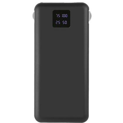 Power Bank Kari 10.000mAh integriertes Ladekabel 4in1, Micro-USB/8-Pin/Typ-C + USB-A, schwarz