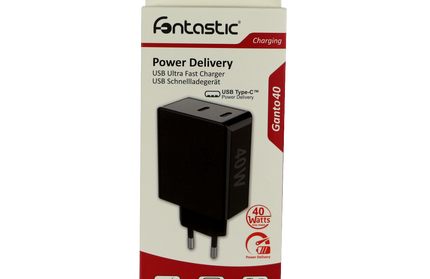 Netzteil 2 x USB Typ-C, Power Deliver, 40W Max. 2 x 20W, Ganto40, schwarz