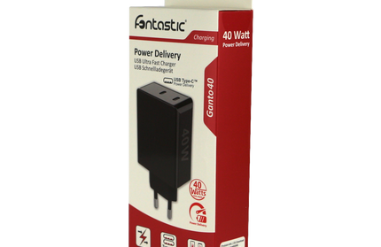 Netzteil 2 x USB Typ-C, Power Deliver, 40W Max. 2 x 20W, Ganto40, schwarz