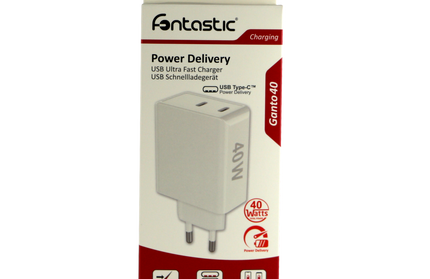 Netzteil 2 x USB Typ-C, Power Deliver, 40W Max. 2x 20W, Ganto40, weiss