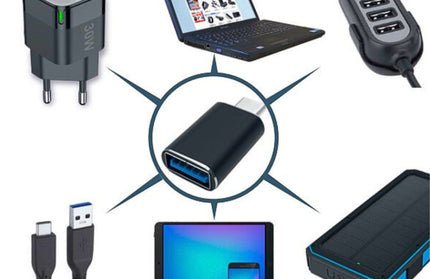 Adapter USB-A auf Type-C, schwarz USB 3.2 Gen1 5GB/s, schnellladefähig, Alu-Gehäuse