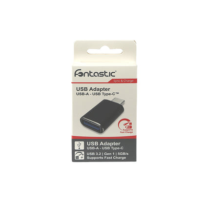 Adapter USB-A auf Type-C, schwarz USB 3.2 Gen1 5GB/s, schnellladefähig, Alu-Gehäuse